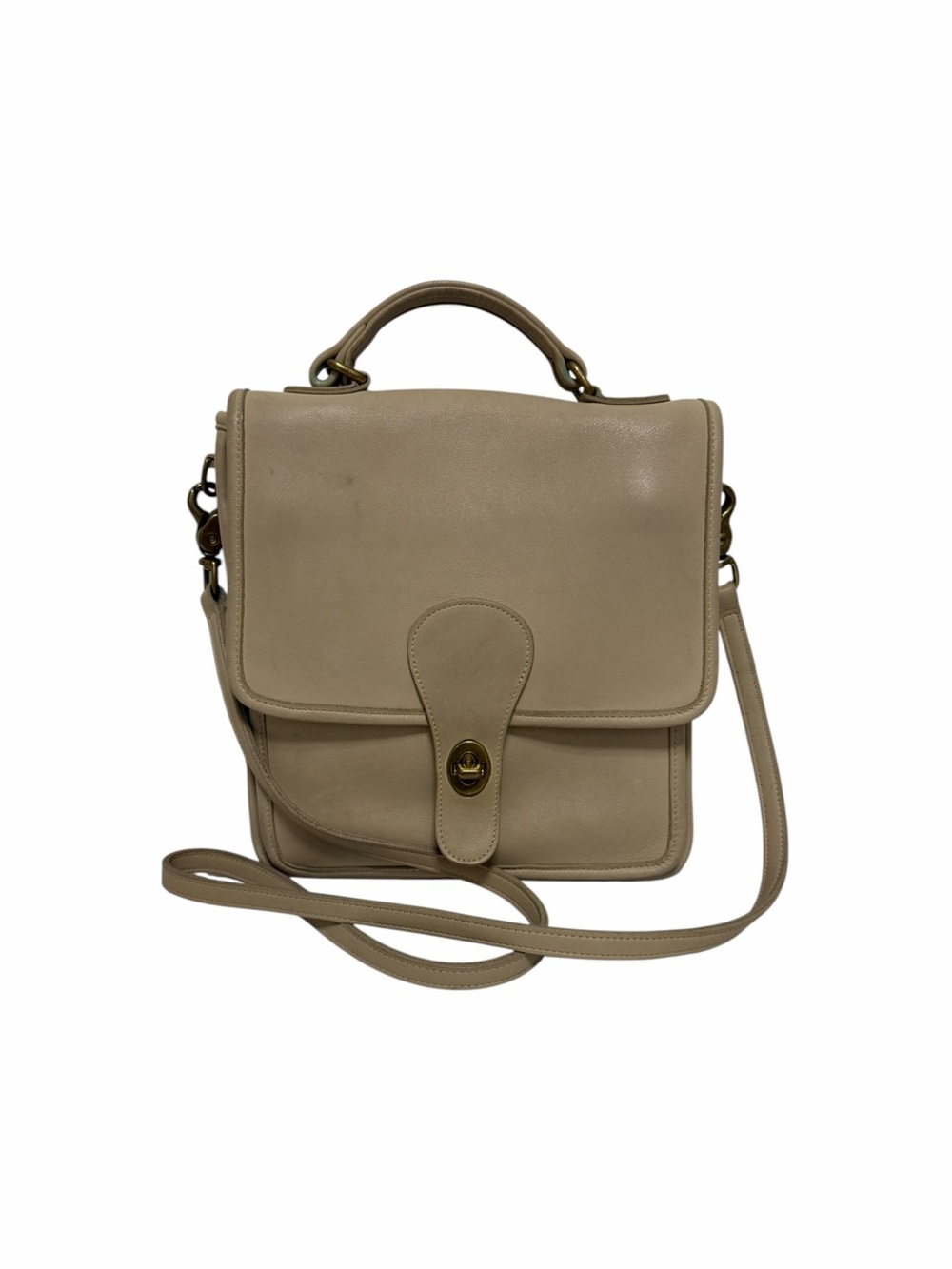 Coach Solid Tan Leather Crossbody Handbag
